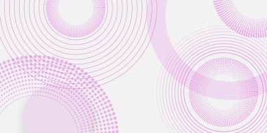 Kırmızı halkalı soyut beyaz arkaplan. Spiral ses dalgası ritmi ve dinamik soyut arkaplan noktaları. Geometrik web sitesi iniş sayfası veya afiş şablonu modern biçim vektör çizimi