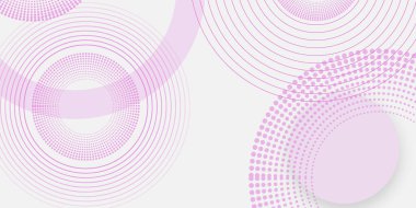 Kırmızı halkalı soyut beyaz arkaplan. Spiral ses dalgası ritmi ve dinamik soyut arkaplan noktaları. Geometrik web sitesi iniş sayfası veya afiş şablonu modern biçim vektör çizimi