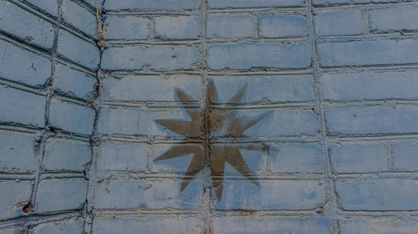 Siyah yıldız beyaz sarmaşıklara boyanmış.