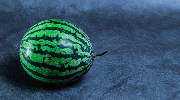 Gri arkaplanda yuvarlak yeşil karpuz