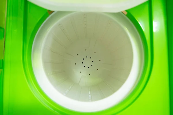 Tampilan Atas Dalam Mesin Cuci Putih — Stok Foto