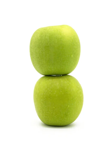 Zbliżenie Świeży Zielone Jabłko Białym Tle Białym Tle Plik Ścieżką — Zdjęcie stockowe