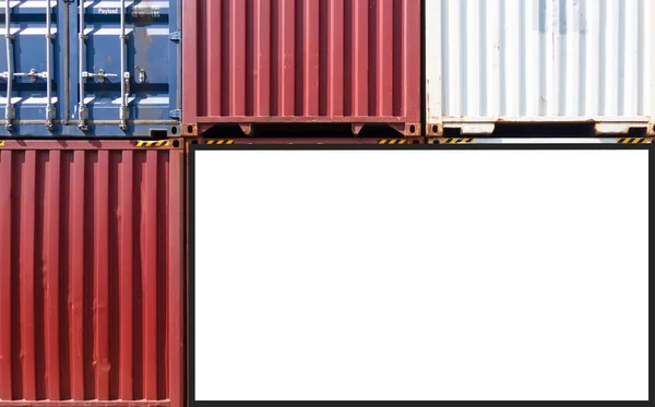 Kontener Dla Firmy Logistyczne Import Export Przemysłowych Pusty Biały Billboard — Zdjęcie stockowe