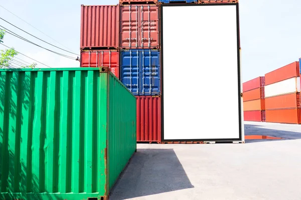 Envío Contenedores Para Empresas Exportación Importación Logística Industrial Cartelera Blanca — Foto de Stock