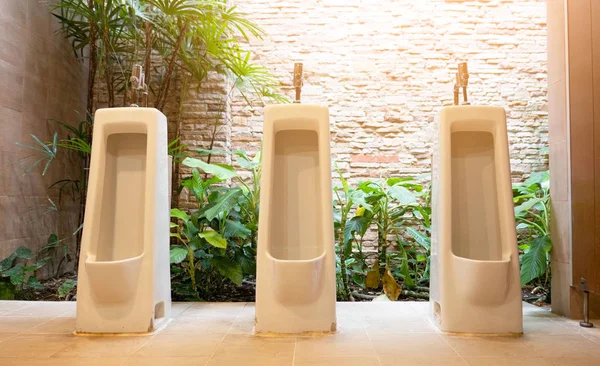 Interior Modern Men Toilet Bowl Bathroom — Stock Photo, Image