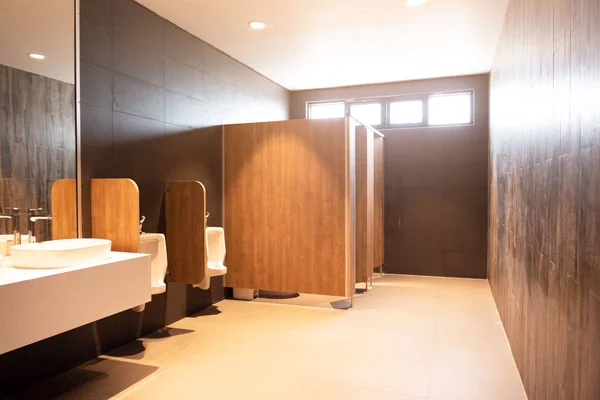 Interior Modern Men Toilet Bowl Bathroom — Stock Photo, Image