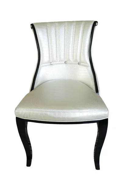 Białe Krzesło Meble Białym Tle Białym Tle Plik Ścieżką Przycinającą — Zdjęcie stockowe