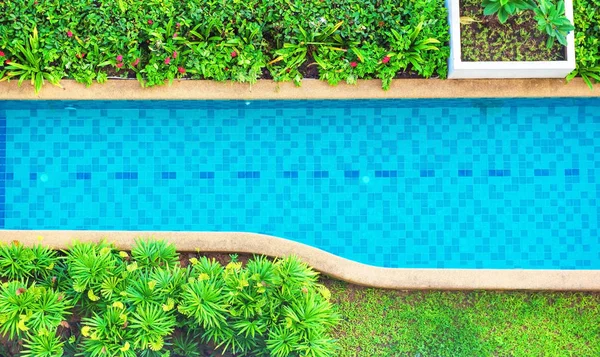 Vista Superior Hermosa Agua Azul Piscina Para Fondo Suelo Blanco — Foto de Stock