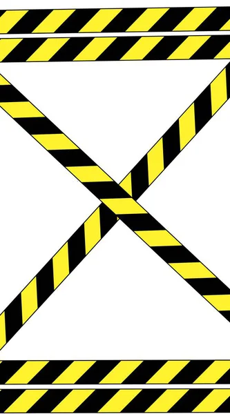 Sarı ve siyah çizgili şeritten büyük bir X oluşur. Bantların çoğu çerçevenin üst ve alt kısmında yatay olarak çalışır.