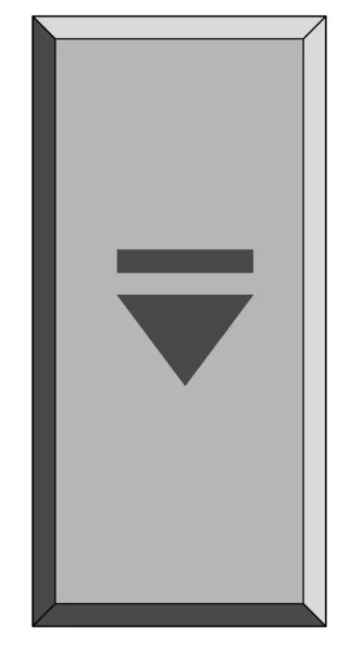 Gri, dikdörtgen bir düğme. Üzerinde iki yatay çizgi bulunan koyu gri bir simge var.