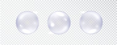 Şeffaf sabun köpükleri Temiz bir arkaplanda yüzüyor