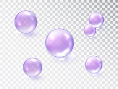 Şeffaf Arkaplanda Yüzen Şeffaf Lavanta Kabarcıkları