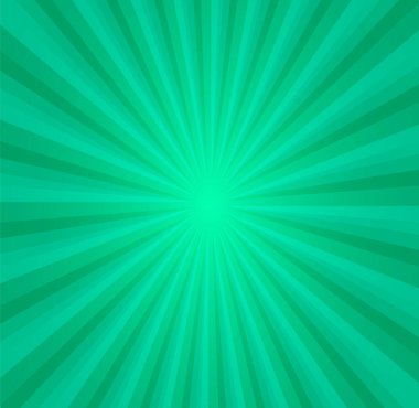 Canlı radyal güneş patlaması arka planı, dinamik çizgiler, turkuaz ve gök mavisi tonlarında, enerjik bir çizgi roman tarzı yaratıyor..