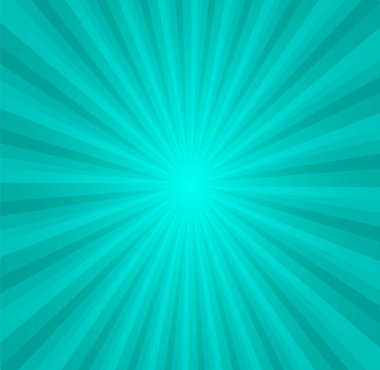 Parlak cyan ve turkuaz renkli dinamik çizgilerle canlı radyal güneş patlaması arka planı, enerjik bir çizgi roman tarzı yaratıyor..