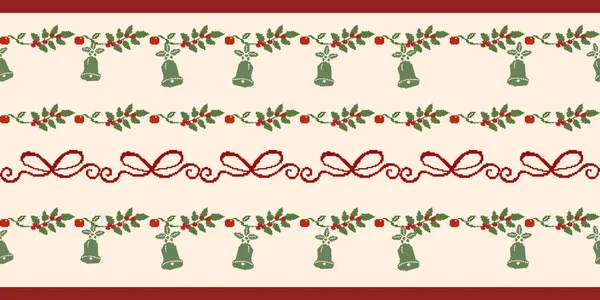 Noel şablonu, Holly, çanlar ve kurdeleler. Şenlik dekorasyonları, tebrik kartları, tekstil ve el sanatları için mükemmel..
