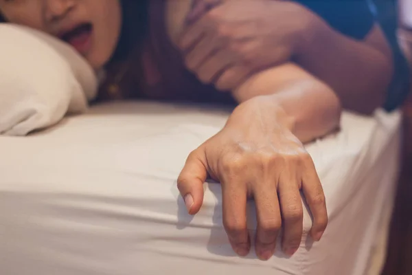Soft Concentreze Mâinile Pasiune Cuplu Având Sex — Fotografie, imagine de stoc