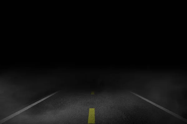 Nevoeiro Estrada Solitário Noite — Fotografia de Stock