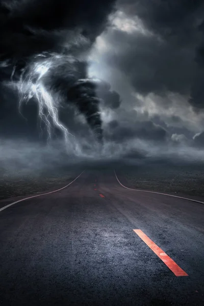 Large Storm Producing Tornado Causing Destruction Illustration — Stock Photo, Image