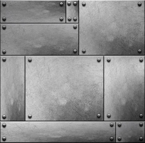 Old Rustic Metal Plates Rivets Seamless Background Texture — Stock Photo, Image
