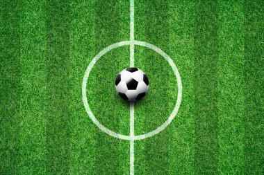 Futbol alanında Merkezi ve topu üstten görünüm geçmiş