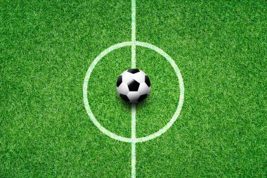 soccer field center and ball top view background clipart
