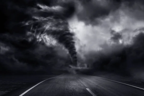 Bir Kasırga Üreten Yıkıma Yol Açan Büyük Bir Fırtına Çizim — Stok fotoğraf