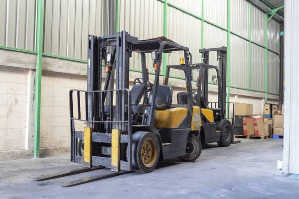 Forklift Old Scratched Warehouse Yellow Color — Stock Photo, Image