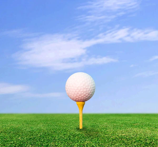 高尔夫球在三通和自然背景 — 图库照片