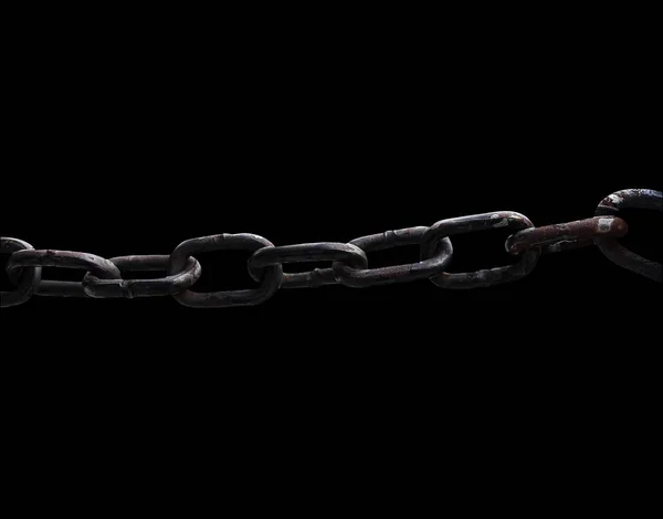 Rusty Chain Isolated Black Background — Stock Photo, Image