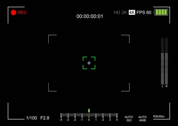 Kamera görüntüleyicisi. Viewfinder kamera kaydı. Siyah arka planda bir video ekranı. vektör illüstrasyonu
