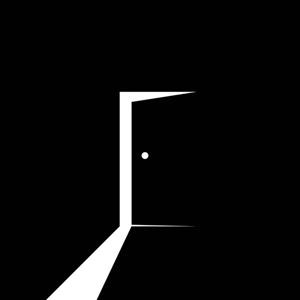 Εικονίδιο Ανοιχτής Πόρτας Μοντέρνο Στυλ Επίπεδη Απομονώνονται Μαύρο Φόντο — Διανυσματικό Αρχείο