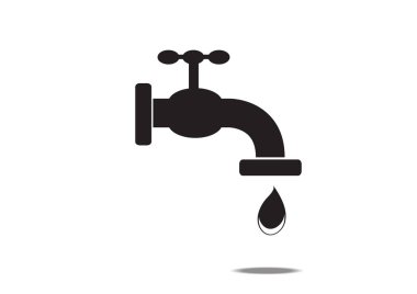 Beyaz arka plan üzerinde musluk simgesi.