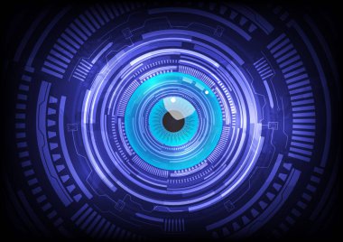 mavi göz topu soyut cyber geleceğin teknolojisi kavramı arka plan, illüstrasyon vektör.
