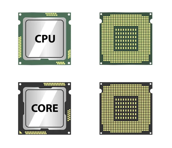 現代の中央コンピューター プロセッサの Cpu 上で分離ホワイト バック グラウンド — ストックベクタ