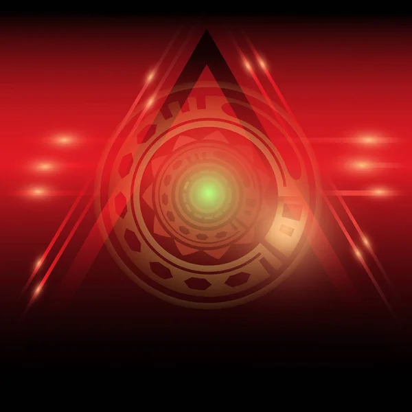 ピラミッドと目を持つ赤と黒のポスター — ストックベクタ