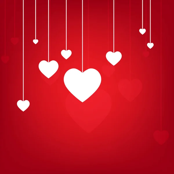Día San Valentín Flores Corazón Sobre Fondo Rojo — Vector de stock