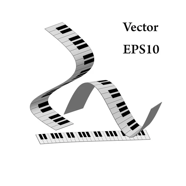 Piano Keyboard Vector Illustraties Verschillende Hoeken Weergaven — Stockvector