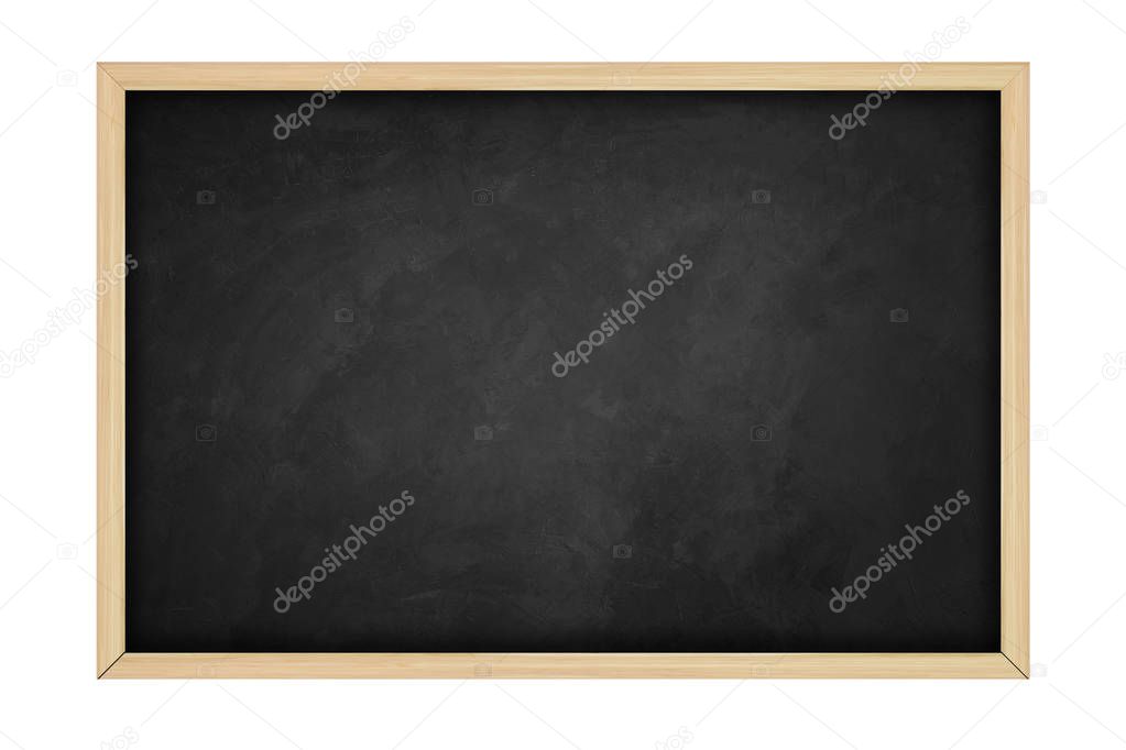 Empty black chalkboard on white background, Blank chalkboard wit