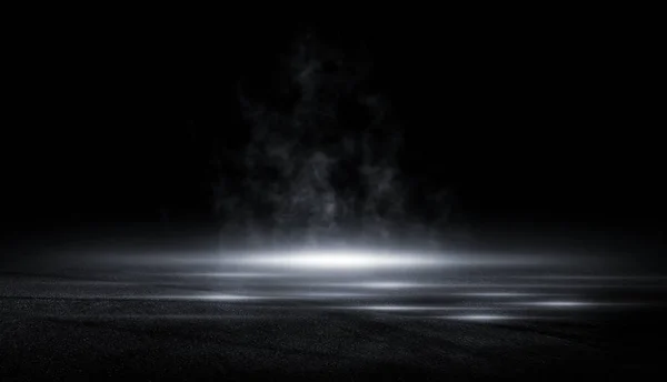 Абстрактне асфальтове світло в темній порожній вулиці з димом, Темна б — стокове фото