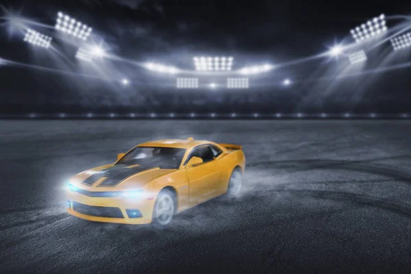 3D rendering the yellow sports racing car, Drift racer, Race car