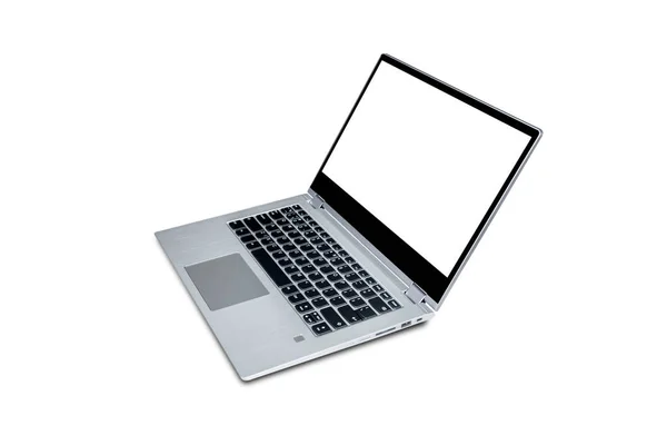Laptop con pantalla en blanco aislado sobre fondo blanco con clipp —  Fotos de Stock