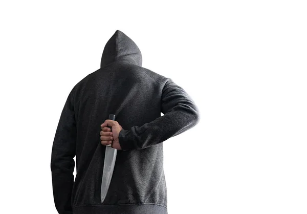 Banditerna i den svarta hålla en kniv gömd bakom på vita BAC — Stockfoto
