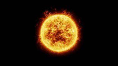Siyah arkaplanda Güneş 'in Uzayda 3d görüntülenmesi