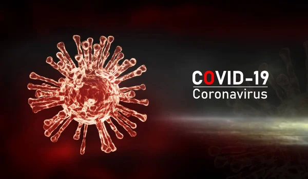 3DレンダリングCovid 19コロナウイルス 概要コロナウイルスの電子顕微鏡像 ウイルス粒子の構造と表面モデル — ストック写真