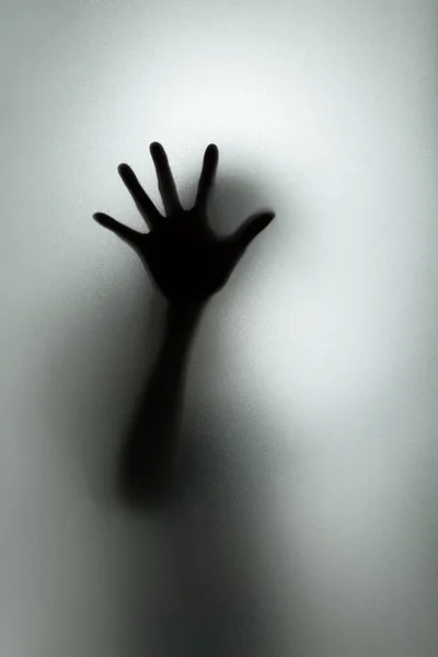 Ghost Concept Shadow Woman Matte Glass Blurry Hand Body Soft — Stock Photo, Image