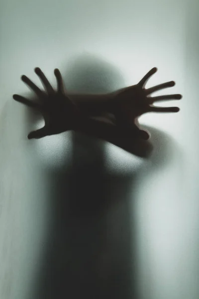 Ghost Concept Shadow Men Matte Glass Blurry Hand Body Soft — Stock Photo, Image