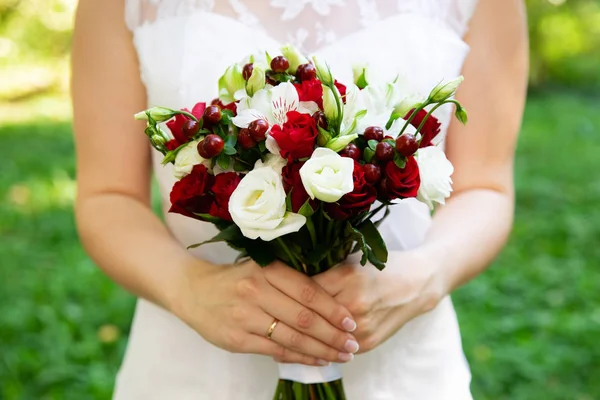 Bride Holding Her Bouquet Closeup Stock Photo