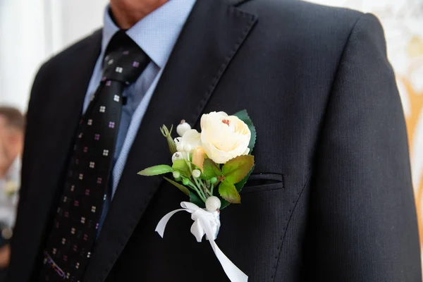 Bröllop Boutonniere Kostym Brudgummen — Stockfoto