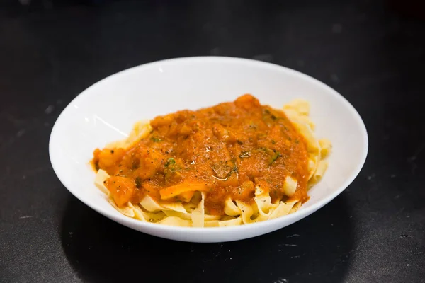 Pasta Sauce White Plate — Stock Photo, Image