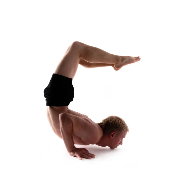 Yoga Alfabesi Harfi Yogi Vücut Tarafından Oluşturulan — Stok fotoğraf
